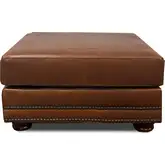 9055 Ottoman in Brandy Brown with Alligator Pattern Top Grain Leather